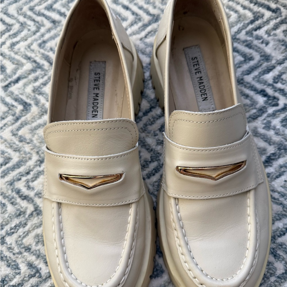 Steve Madden Cream Loafers with Chunky Sole